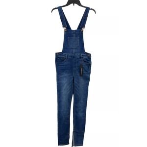 Dollhouse Womens Juniors Size 7 Skinny Overalls Slit‎ Leg Pockets Blue